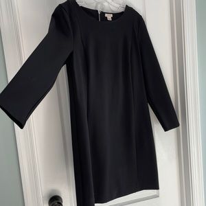 J Crew Shift Dress Sz M NWOT Black 3/4 sleeves